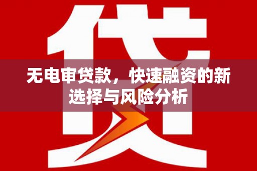 乌拉特前旗无电审贷款，快速融资的新选择与风险分析