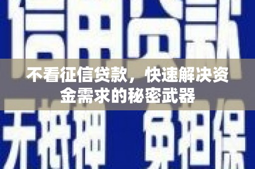 乌拉特前旗不看征信贷款，快速解决资金需求的秘密武器