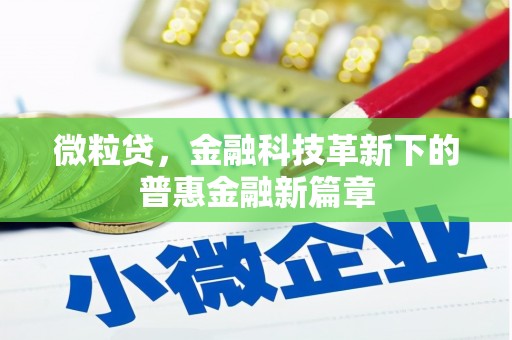 乌拉特前旗微粒贷，金融科技革新下的普惠金融新篇章